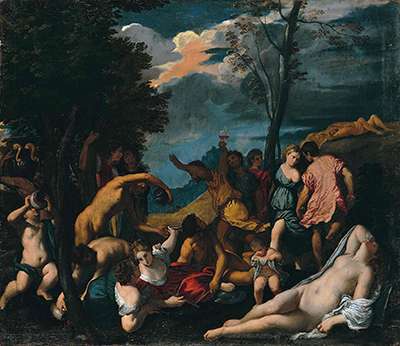 Fig. 9, Ippolito Scarsella detto Scarsellino (copia daTiziano), Baccanale degli Andri, ante 1598, Ferrara, collezione privata