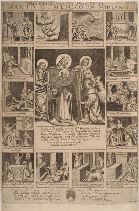 Fig. 11, Anonimo, Miracoli di san Domenico a Soriano Calabro, incisione, Milano, Civica Raccolta Bertarelli a Milano