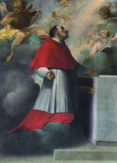 Fig. 12, Carlo Bononi, San Carlo Borromeo in estasi, 1611, Ferrara, chiesa della Madonnina (in deposito presso Musei Civici di Arte Antica)