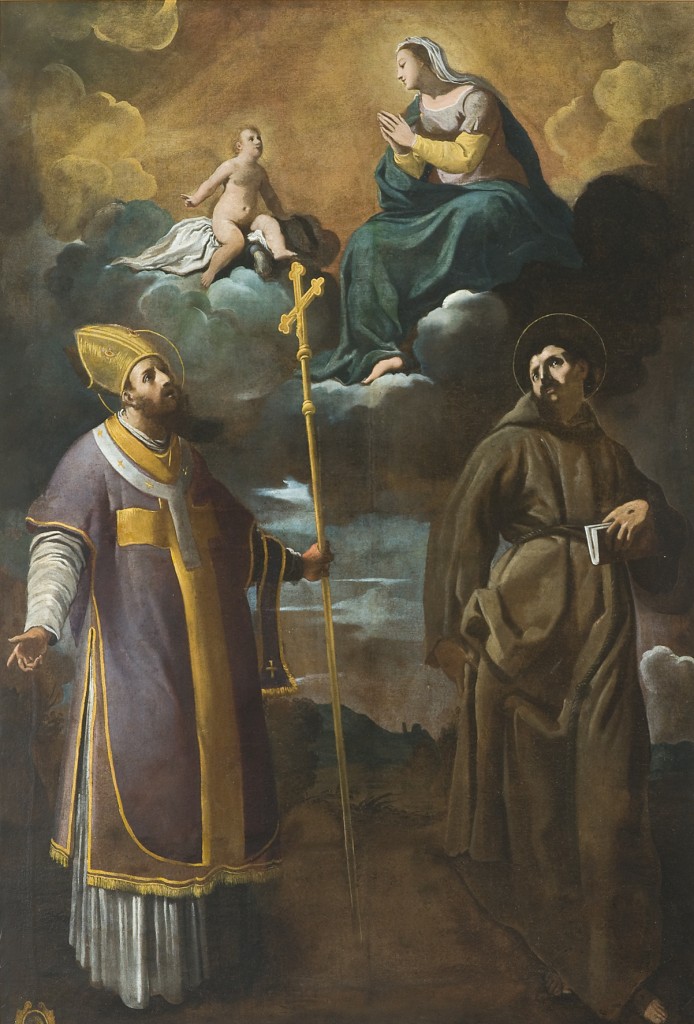 Fig. 18, Carlo Bononi, Madonna di Reggio con i santi Vincenzo e Francesco, 1627 ca., Ferrara, Seminario Arcivescovile