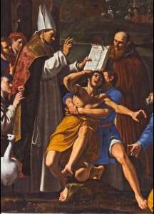 Fig. 14, Lucio Massari, Sant’Antelmo resuscita un uomo morso da una serpe, 1620-25, Ferrara, San Cristoforo della Certosa, particolare