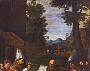 Fig. 17, Lucio Massari, Sant’Ugo vescovo di Lincoln libera un indemoniato, 1620-25, Ferrara, San Cristoforo della Certosa, particolare