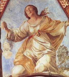 Fig. 26, Antonio Randa, Figura allegorica, 1638, Firenze, Certosa del Galluzzo, cappella di San Bruno, particolare