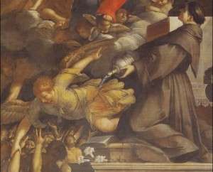 Fig. 32, Antonio Randa, Madonna del Suffragio e sant’Antonio, dopo il 1644, Comacchio, oratorio del Suffragio, particolare