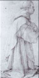 Fig. 7, Bartolomeo Cesi, Studio per un certosino inginocchiato, 1620, Genova, Galleria di Palazzo Rosso, Gabinetto dei Disegni e delle Stampe, inv. D 2053