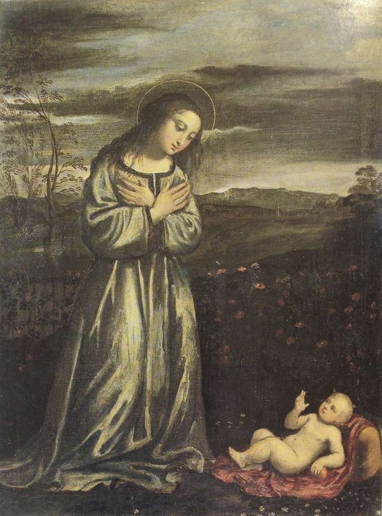 Fig. 14, Ippolito Scarsella detto Scarsellino (copia da Francesco Francia), Madonna delle rose, datazione incerta, Venezia, collezione privata