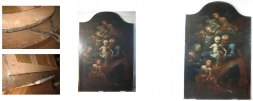 Prima e durante il restauro (a sinistra e al centro), dopo il restauro (a destra)