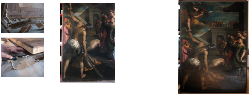 Prima e durante il restauro (a sinistra e al centro), dopo il restauro (a destra)