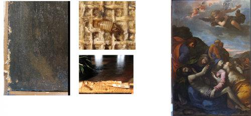Prima e durante il restauro (a sinistra e al centro), dopo il restauro (a destra)