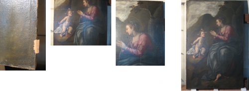 Prima del restauro (a sinistra e al centro), dopo il restauro (a destra)