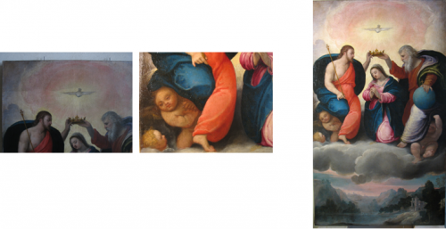 Prima e durante il restauro (a sinistra e al centro), dopo il restauro (a destra)