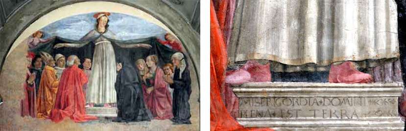 Fig. 25, Domenico Ghirandaio, Madonna della Misericordia, Firenze, Ognissanti, a destra particolare