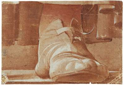 Fig. 1, Artista fiorentino della seconda metà del XV secolo, Studio di piede sinistro, Stoccarda, Staatsgalerie (già attr. a Francesco del Cossa)