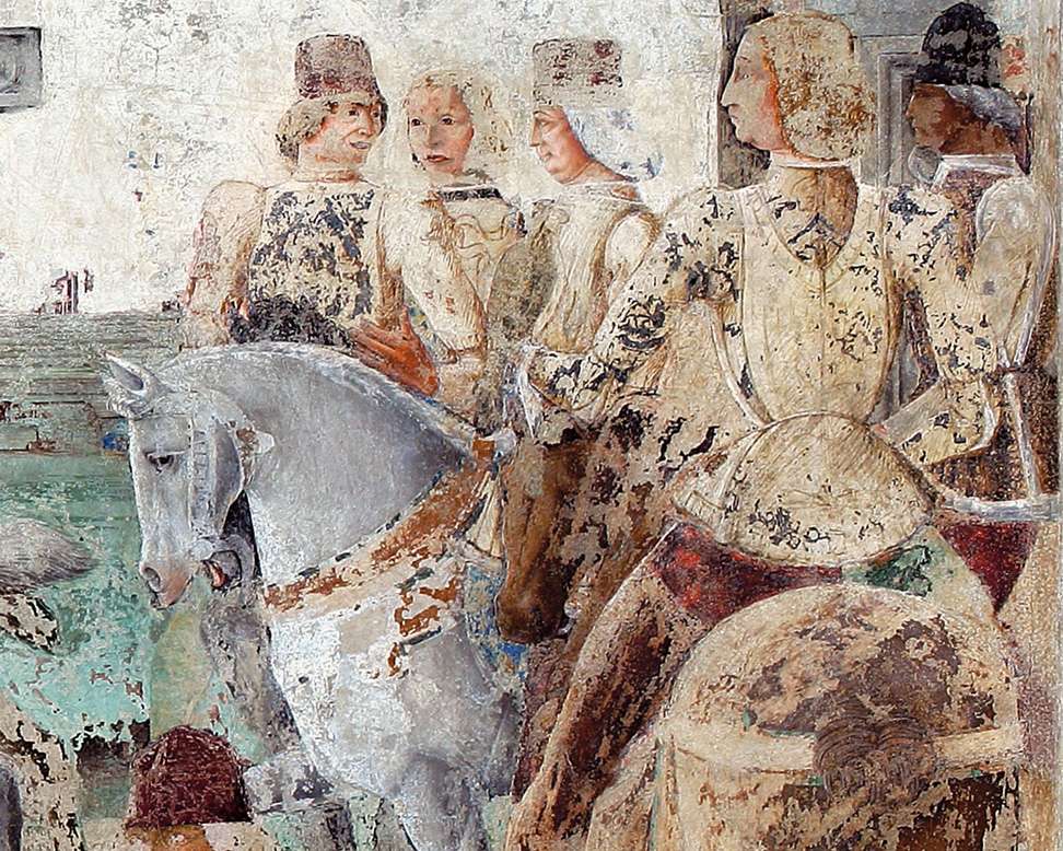 Fig. 22, Maestro degli occhi spalancati (bottega), Borso d’Este e Teofilo Calcagnini, 1469 circa, Ferrara, Palazzo Schifanoia, Salone dei Mesi, particolare di Luglio