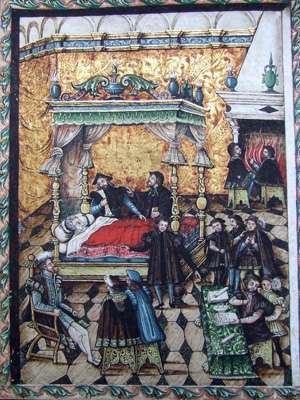 Fig. 1, Anonimo artista ferrarese, Alfonso I d’Este sul letto di morte