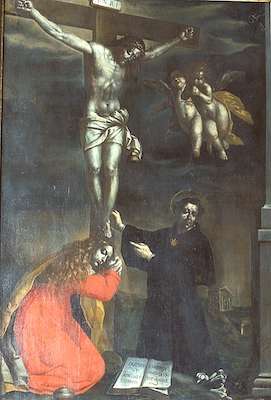 Fig. 3, Antonio Randa, Crocifissione con Santa Maria Maddalena e San Nicola da Tolentino, post 1644, Comacchio, Oratorio del Suffragio delle anime purganti e di Sant’Antonio