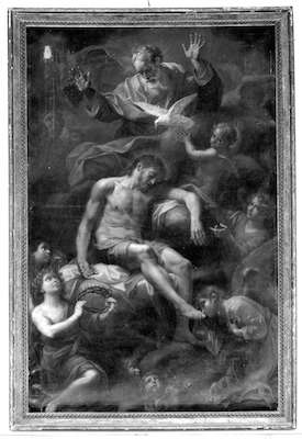 Fig. 9, Antonio Gherardi, Cristo in pietà sorretto da angeli, seconda metà del XVII secolo, Ferrara, Sant’Antonio Abate in Polesine, clausura