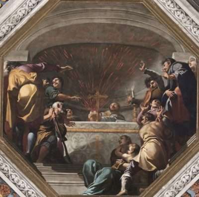 Fig. 4, Carlo Bononi, Miracolo del preziosissimo sangue, 1616-17, Ferrara, Santa Maria in Vado, transetto.