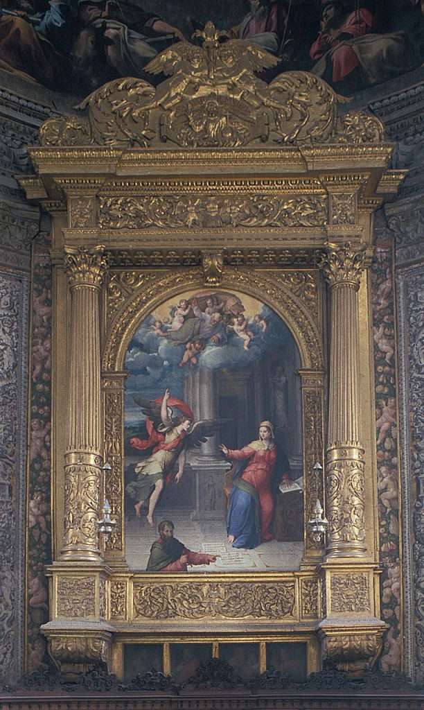 Fig.2, Camillo Filippi, Annunciazione con San Paolo, 1552 circa, Santa Maria in Vado, altare maggiore