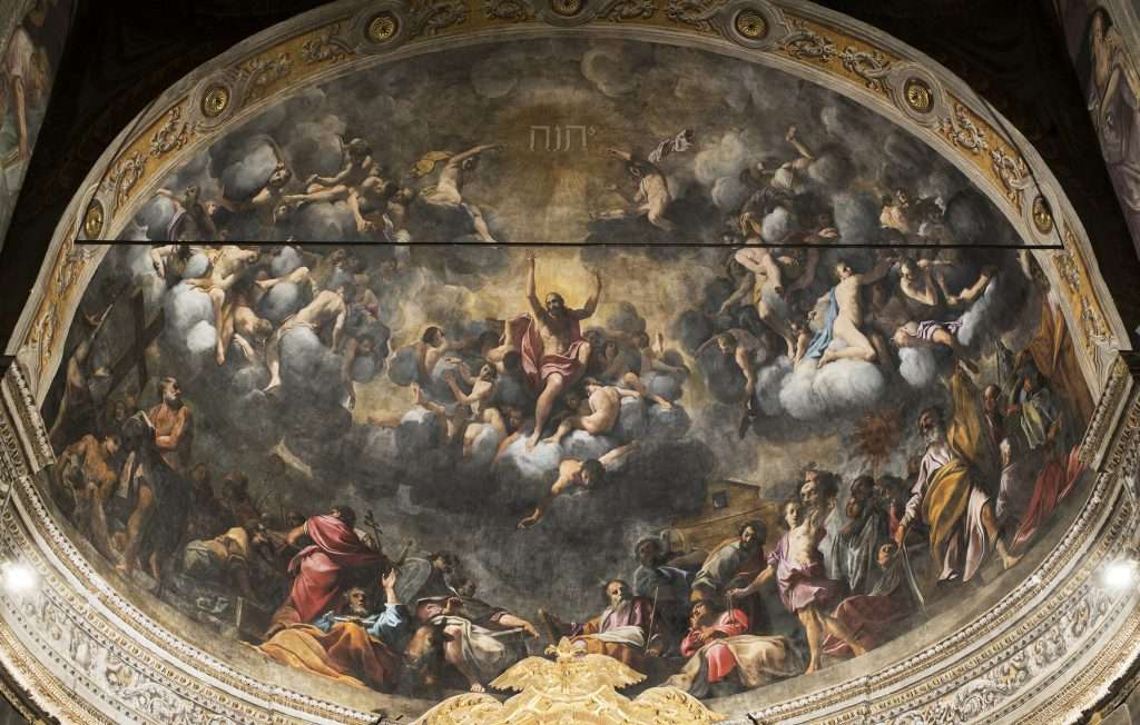 Fig. 7, Carlo Bononi, <em>Esaltazione del Santo Nome</em>, 1616-17, Ferrara, Santa Maria in Vado, abside.