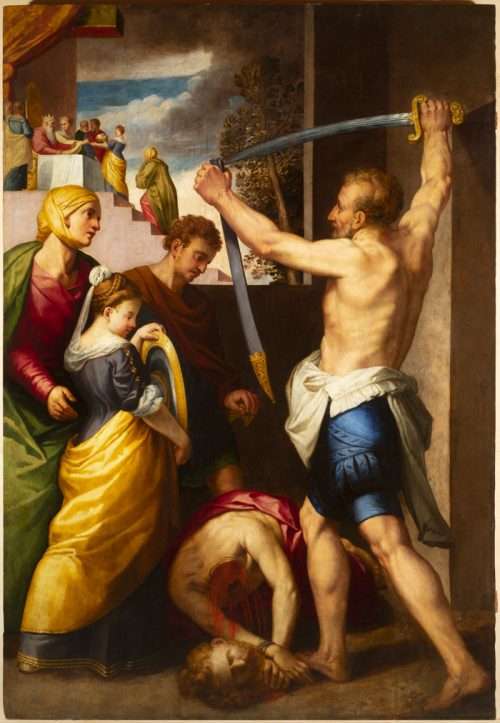 Fig. 5 - Giuseppe Mazzuoli detto Bastarolo (1535 - 1589), Decollazione di san Giovanni Battista, c. 1572, olio su tavola, cm 232 x 159, Ferrara, ASP, in deposito presso i Musei di Arte Antica, inv. DOC91