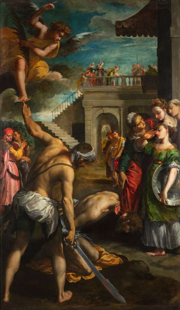 Fig. 8 - Ippolito Scarsella detto Scarsellino (1551-1620), Decollazione di san Giovanni Battista, c. 1603-05, olio su tela, cm 243,5 x 142, Ferrara, ASP, in deposito presso i Musei di Arte Antica, inv. DOC24