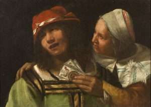 Fig. 4 - Giuseppe Caletti, Vecchia che mostra le carte a un giovane (La Buona Ventura) , ante 1641, Napoli, Museo di Capodimonte