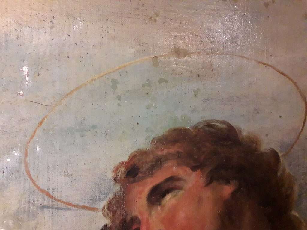 Fig. 2, L'opera di Parolini durante le fasi di pulitura