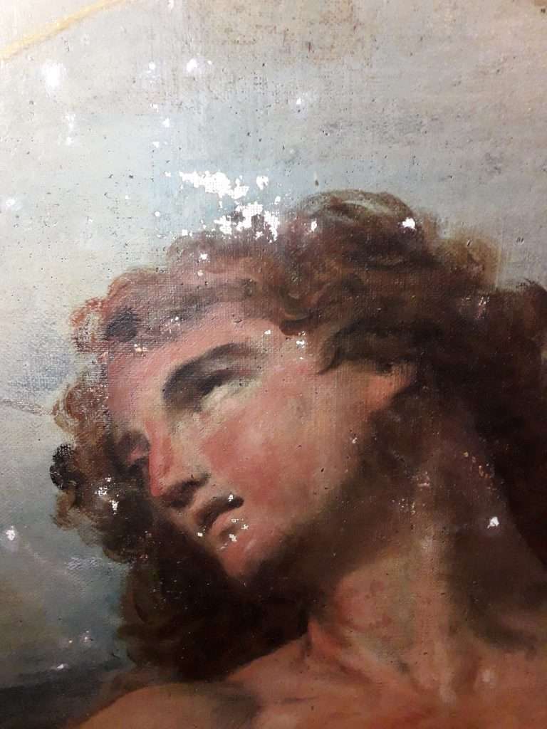 Fig. 3, L'opera di Parolini durante le fasi di stuccatura