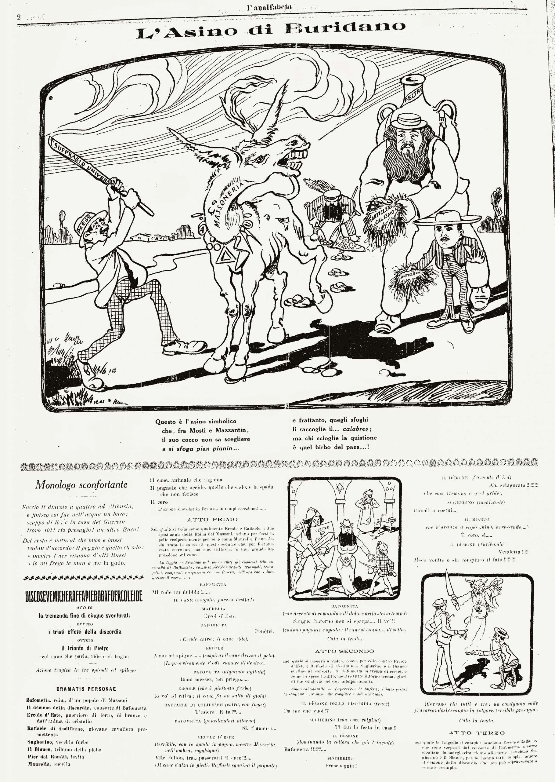 Fig. 18 - E. Fontana (Anatnof), “L’Analfabeta”, 10 ottobre 1913, p. 2