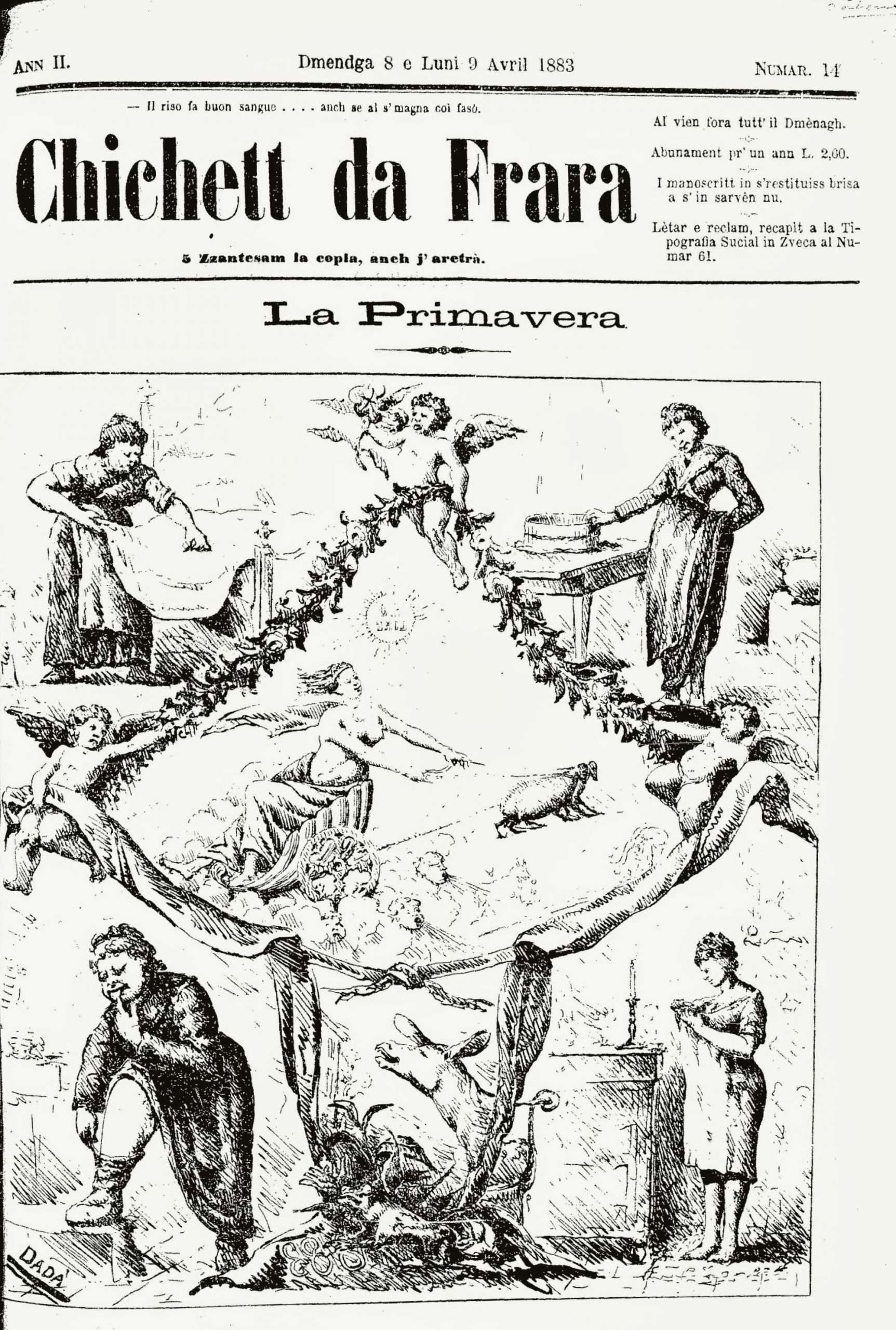 Fig. 3 – “Il Chichett da Frara”, anno II, 14, 8 – 9 aprile 1883, p. 1