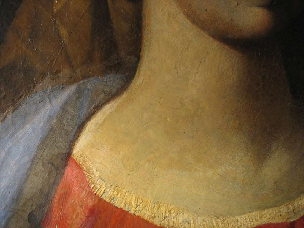 Ridipintura sul collo della Vergine