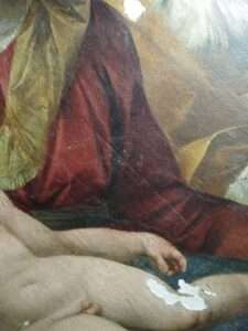 Impronta del telaio originale (part. a luce radente)